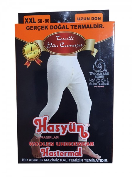 Hasyün Erkek SÜPER BATTAL Uzun Yün Don