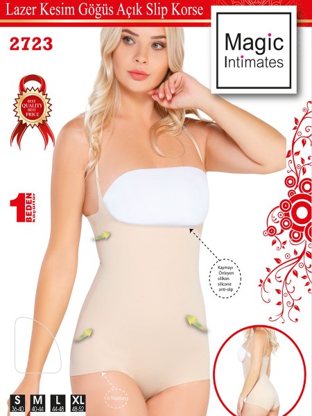 Lazer Kesim Göğsü Açık Slip Korse Lazer Kesim Göğsü Açık Slip Korse