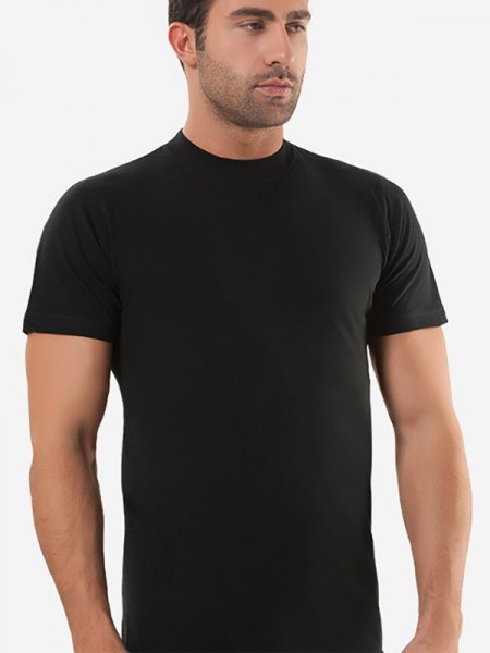 Öztaş 1027-A %100 Pamuk Sıfır Yaka Yarımkol Siyah Atlet