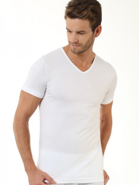 Öztaş 1042-A %100 Pamuk İnce Biyeli Yarım Kol V Yaka Atlet