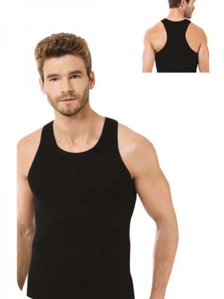 Öztaş 1070-A Erkek %100 Pamuk Ribana Rambo Atlet Siyah