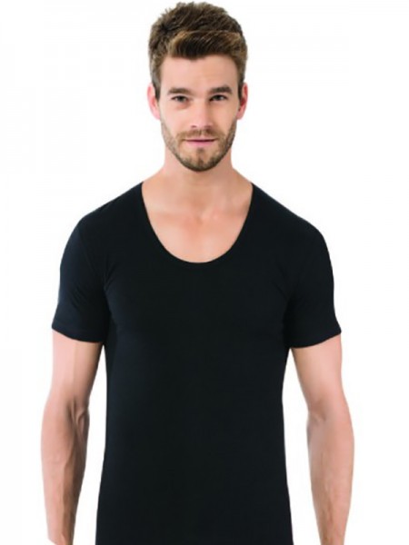 Öztaş 1096-A Erkek %100 Pamuk Açık Yaka Bisiklet Atlet Siyah