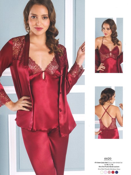 PIERRE CARDIN 6 lı Saten Gecelik Takımı PIERRE CARDIN 6 lı Saten Gecelik Takımı