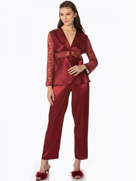 Pierre Cardin 1121 Saten Dantelli Pijama Takımı