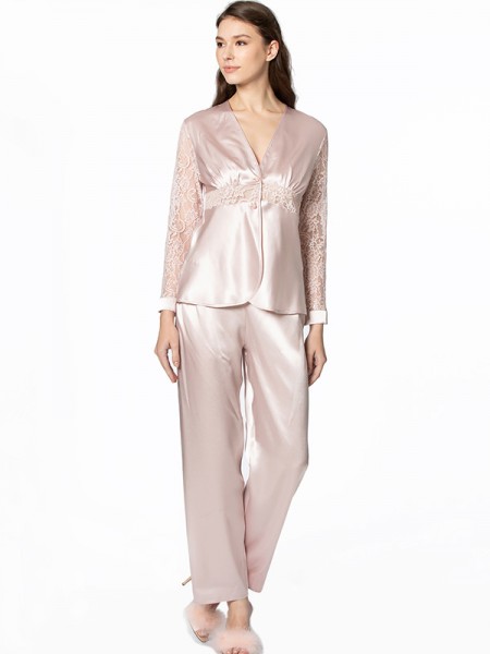 Pierre Cardin 1121 PUDRA Saten Dantelli Pijama Takımı Pierre Cardin 1121 PUDRA Saten Dantelli Pijama Takımı