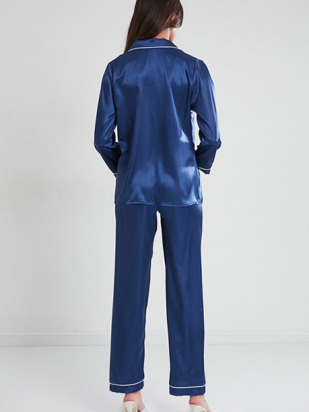 Pierre Cardin 1200 LACİVERT Saten Biyeli Pijama Takımı Pierre Cardin 1200 LACİVERT Saten Biyeli Pijama Takımı