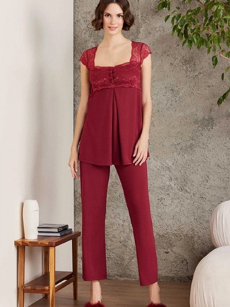 Pierre Cardin 2805 Penye 3'lü Dantelli Pijama Takımı Pierre Cardin 2805 Penye 3'lü Dantelli Pijama Takımı