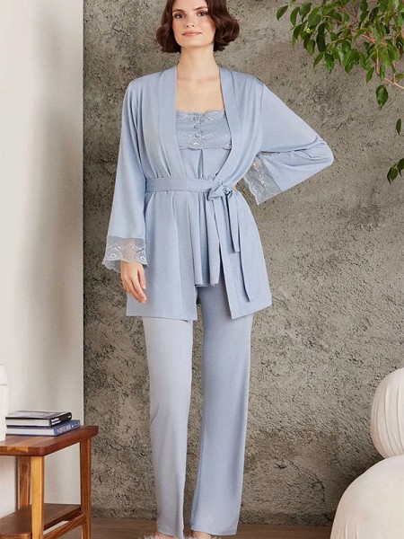 Pierre Cardin 2805 Penye 3'lü Dantelli Pijama Takımı Pierre Cardin 2805 Penye 3'lü Dantelli Pijama Takımı