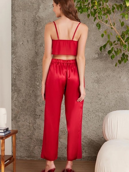 Pierre Cardin 7025 KIRMIZI Saten 4'lü Gelin Çeyizi Pijama Seti Pierre Cardin 7025 KIRMIZI Saten 4'lü Gelin Çeyizi Pijama Seti