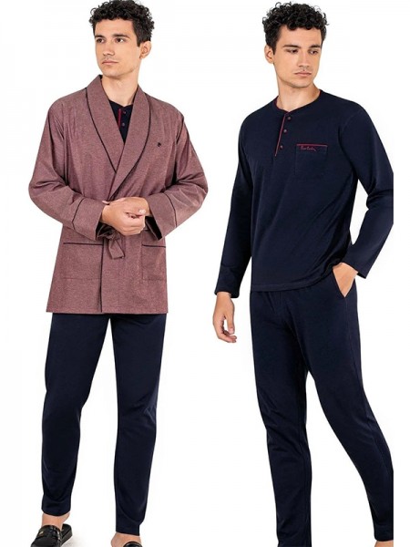 Pierre Cardin 5610 Pamuklu 3'lü Robdöşambr Pijama Takım