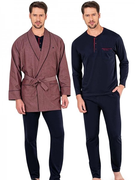 Pierre Cardin 5615 Pamuklu 3'lü Robdöşambr Pijama Takım