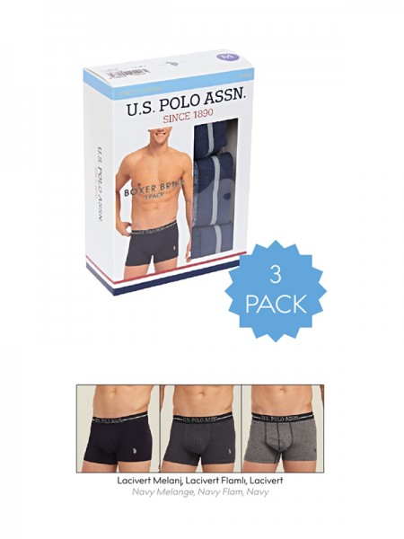 U.S. Polo Assn 3'lü Paket Likralı Erkek Boxer
