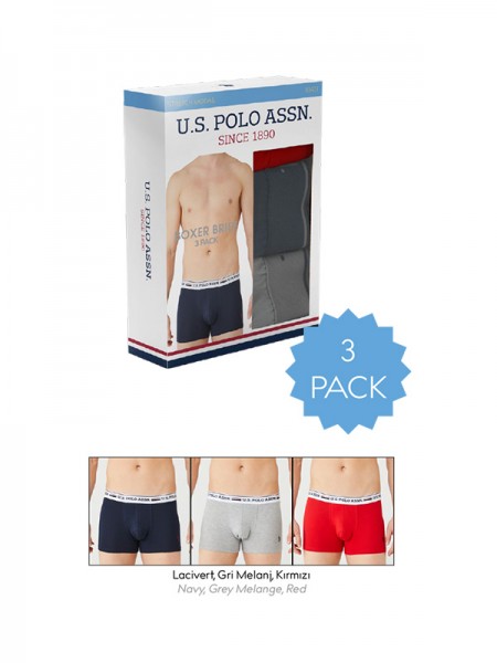 U.S. Polo 80431 3'lü Paket Likralı Erkek Boxer