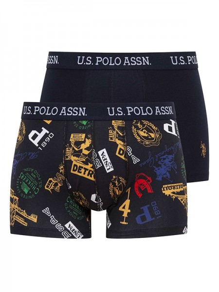 U.S. Polo 80476 Desenli Lacivert Erkek Boxer 2'li Paket