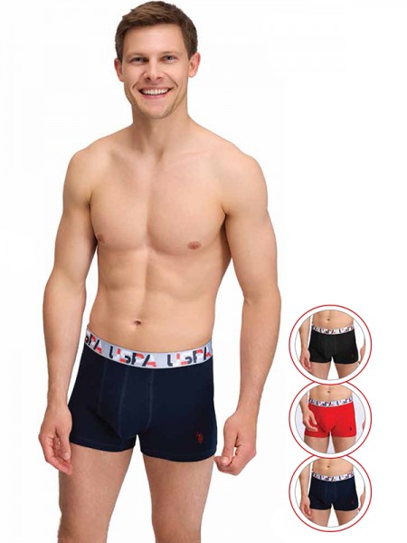 U.S. Polo 80585 Desenli Lastik Likralı Boxer 3'lü Paket U.S. Polo 80585 Desenli Lastik Likralı Boxer 3'lü Paket