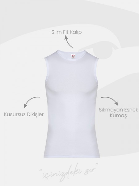 Şahin 10057 Likralı Sıfır Kol Erkek Atlet 6 Adet Şahin 10057 Likralı Sıfır Kol Erkek Atlet 6 Adet