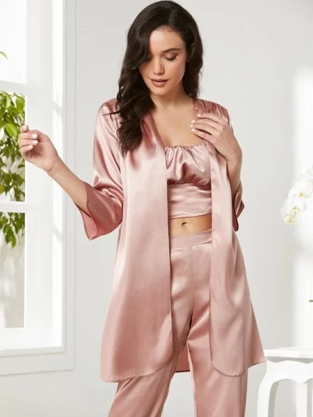 Pierre Cardin 2075 Saten Sabahlık Pijama Takımı 3'lü Set Pierre Cardin 2075 Saten Sabahlık Pijama Takımı 3'lü Set