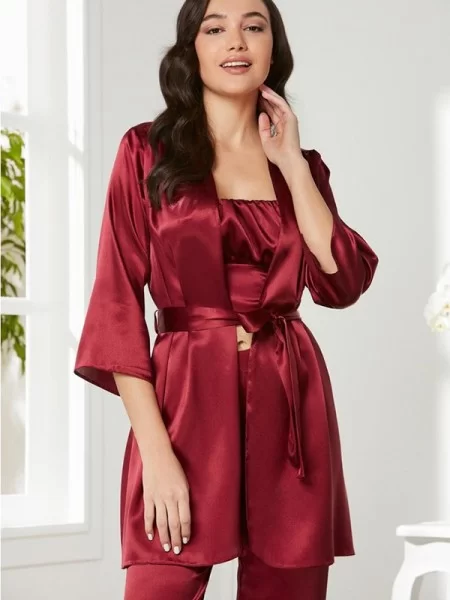 Pierre Cardin 2075 Saten Sabahlık Pijama Takımı 3'lü Set Pierre Cardin 2075 Saten Sabahlık Pijama Takımı 3'lü Set