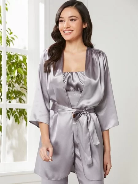 Pierre Cardin 2075 Saten Sabahlık Pijama Takımı 3'lü Set Pierre Cardin 2075 Saten Sabahlık Pijama Takımı 3'lü Set