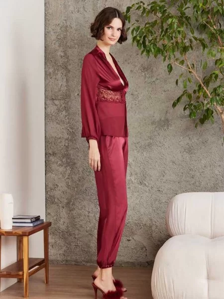 Pierre Cardin 6005 BORDO Saten 6'lı Set Gecelik Takımı Pierre Cardin 6005 BORDO Saten 6'lı Set Gecelik Takımı