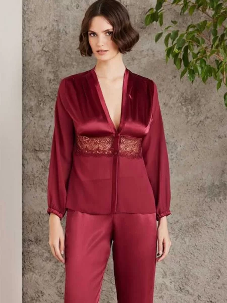 Pierre Cardin 6005 BORDO Saten 6'lı Set Gecelik Takımı Pierre Cardin 6005 BORDO Saten 6'lı Set Gecelik Takımı